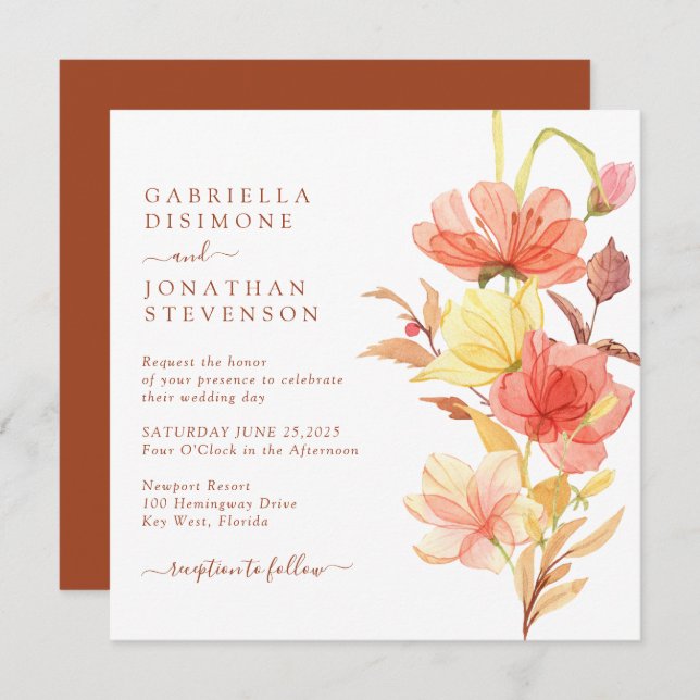 Elegante Wasserfarben Rodelbahn mit Aussicht Einladung (Vorne/Hinten)