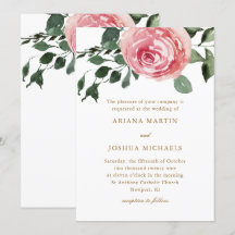 Elegante Wasserfarben-Rosen Hochzeitseinladung