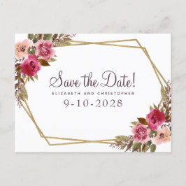 Elegante Wasserfarben Save the Date Hochzeit Ankündigungspostkarte