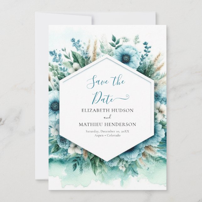 Elegante Wasserfarben Schöne Hochzeit Save The Date (Vorderseite)