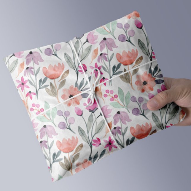 Elegante Wasserfarben Seidenpapier (elegant watercolor spring floral pattern tissue gift wrap)