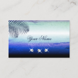 Elegante Wasserfarben Sky Clouds Sparkling Diamond Visitenkarte