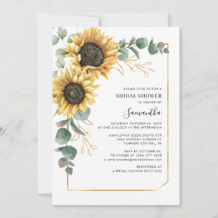 Elegante Wasserfarben-Sonnenblumen-Brautparty Einladung