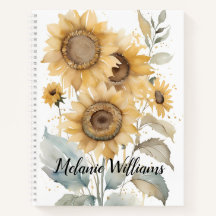 Elegante Wasserfarben Sonnenblumen | Personalisier