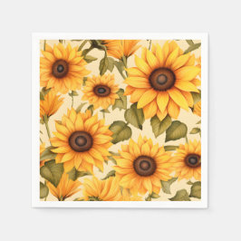 Elegante Wasserfarben Sonnenblumen Serviette