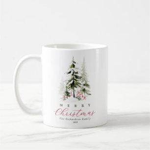 Elegante Wasserfarben-Tannen-Weihnachten Kaffeetasse