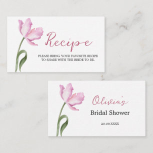 Elegante Wasserfarben-Tulpen-Brautparty-Rezept Begleitkarte