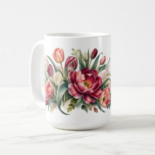 Elegante Wasserfarben-Tulpen-Garten-Blumen Kaffeetasse