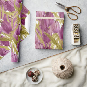 Elegante Wasserfarben-Tulpen Geschenkpapier