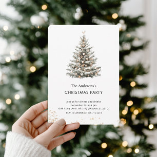 Elegante Wasserfarben-Weihnachtsbaum-Party Einladung