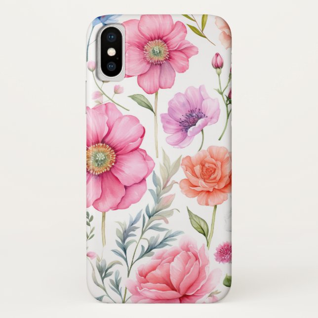 Elegante Wasserfarbene Blume Flora Muster Case-Mate iPhone Hülle (Rückseite)