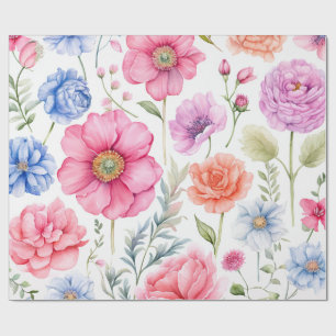 Elegante Wasserfarbene Blume Flora Muster Geschenkpapier