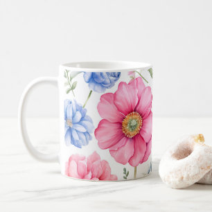 Elegante Wasserfarbene Blume Flora Muster Kaffeetasse