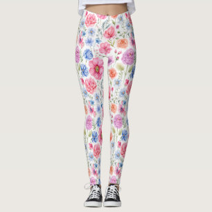 Elegante Wasserfarbene Blume Flora Muster Leggings