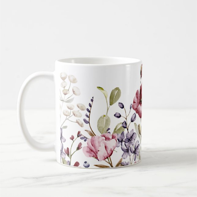 Elegante Wasserfarbenflora - künstlerische Umarmun Kaffeetasse (Links)