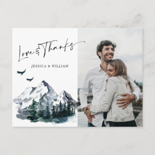 Elegante Wasserfarbengebirge Danke Foto Postkarte