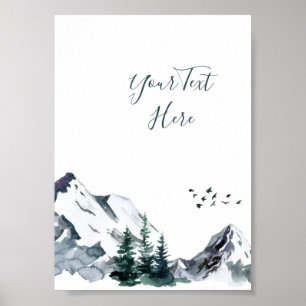 Elegante Wasserfarbengebirge Waldlandschaft Poster