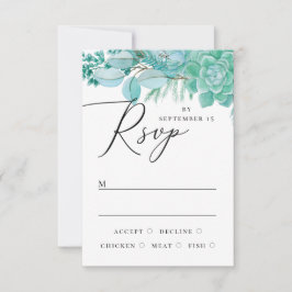 Elegante Wasserfarbenprägung Blumenkohl Hochzeit RSVP Karte