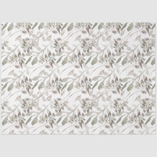 Elegante Wasserfarbensage Grau Seidenpapier (Vorderseite)