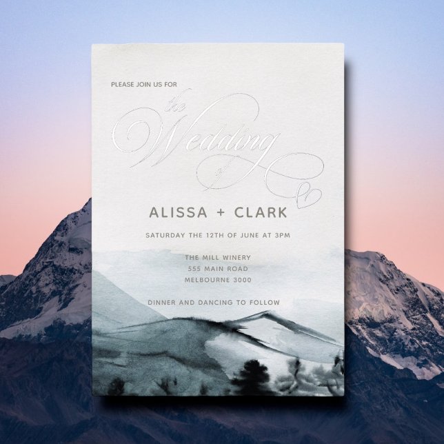 Elegante Wasserfarbenwelt Abenteuer Wedding Foi Folieneinladung (Von Creator hochgeladen)