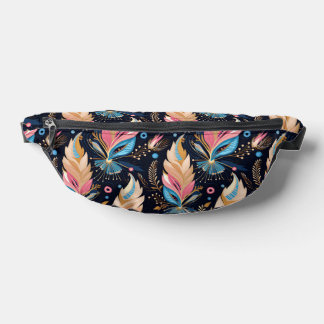 Elegante Wasserfarbfedern Navyblau Pink und Tee Bauchtasche