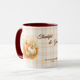 ELEGANTE Wassermalerei-Kürbis-Karo-Thanksgiving-Ka Tasse