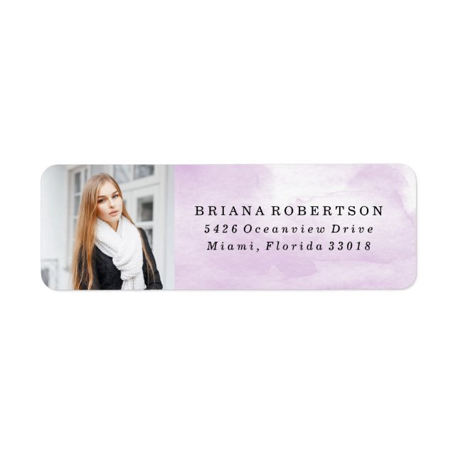 Elegante Watercolor Abschluss Foto Address Labels (Vorne)