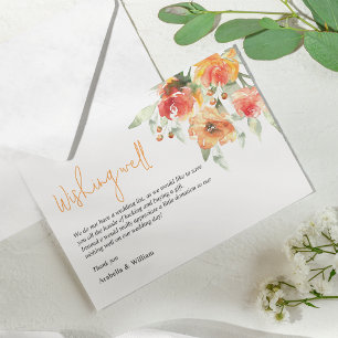 Elegante Watercolor Apricot Blumenhochzeit Begleitkarte