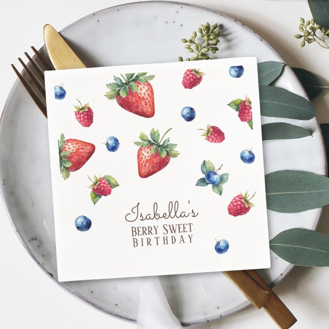 Elegante Watercolor Baby Girl Berry Serviette (Von Creator hochgeladen)
