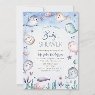 Elegante Watercolor Baby Siegel Baby Shower Einladung