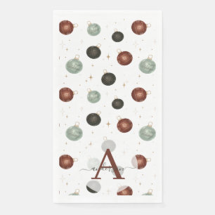 Elegante Watercolor Baubles Mit Monogramm Weihnach Serviette