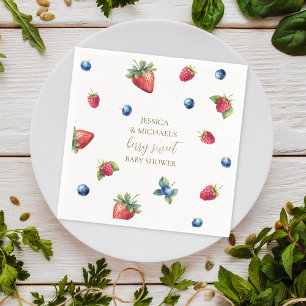 Elegante Watercolor Berry Sweet Baby Shower Serviette