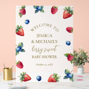 Elegante Watercolor Berry Sweet Baby Shower Willko Acrylschild