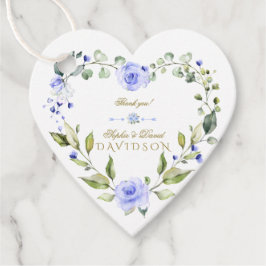Elegante Watercolor Blue Blumen Wreath Wedding Geschenkanhänger