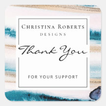 Elegante Watercolor Blue Gold Vielen Dank