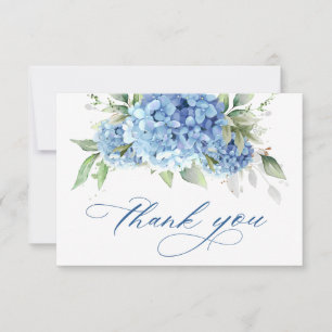 Elegante Watercolor Blue Hydrangea Blume Einfach Dankeskarte