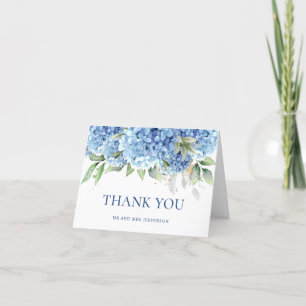 Elegante Watercolor Blue Hydrangea Blume Einfach Dankeskarte