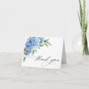 Elegante Watercolor Blue Hydrangea Blume Einfach Dankeskarte