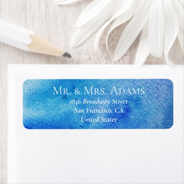 Elegante Watercolor Blue Pre-Addressed Return (Insitu)