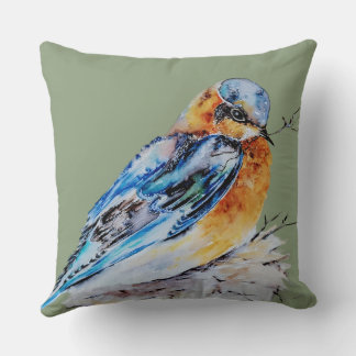 Elegante Watercolor Bluebird Nature Kissen