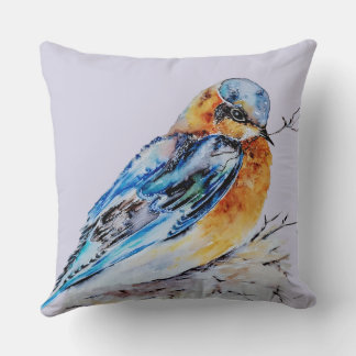 Elegante Watercolor Bluebird Nature Kissen
