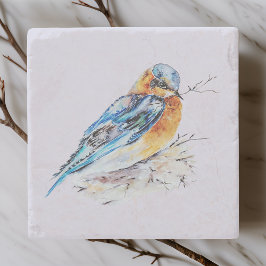 Elegante Watercolor Bluebird Nature Steinuntersetzer