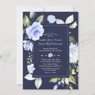 Elegante Watercolor Blühende Hochzeiten Einladung
