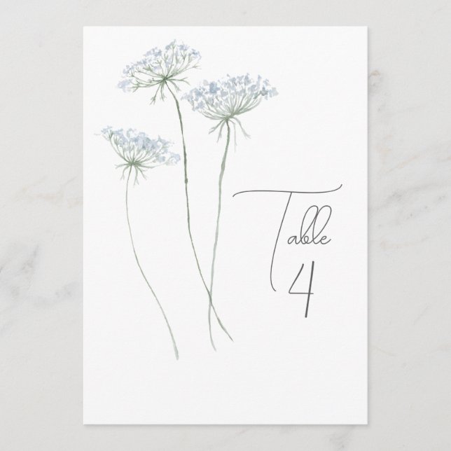 Elegante Watercolor Blume Tischnummer (Vorderseite)