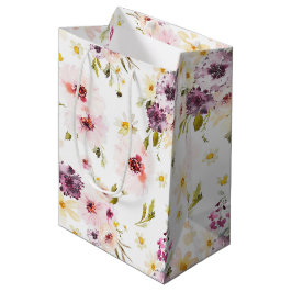 Elegante Watercolor Blumenbeutel Mittlere Geschenktüte