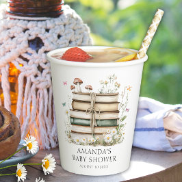 Elegante Watercolor Blumenbücher Kinderdusche Pappbecher