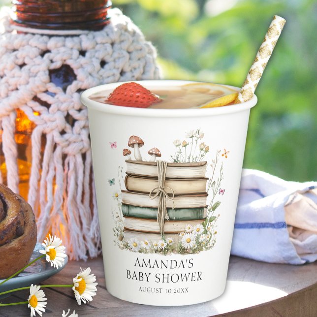 Elegante Watercolor Blumenbücher Kinderdusche Pappbecher (Von Creator hochgeladen)