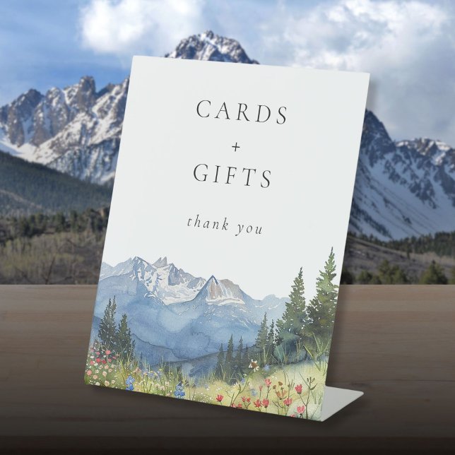 Elegante Watercolor Blumenkarten und Geschenke Sockelschild (Elegant Watercolor Mountain Floral Cards And Gifts Pedestal Sign)