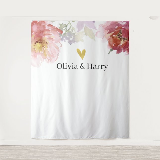 Elegante Watercolor Blumenzwiebeln Hintergrund Wandteppich (Vorderseite)