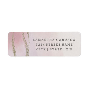 Elegante Watercolor Blush Wedding Rücksendeadresse